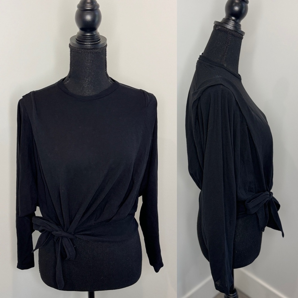 Stockholm Atelier & Other Stories Black Long Sleeve Waist Tie Top (Sz 2)
